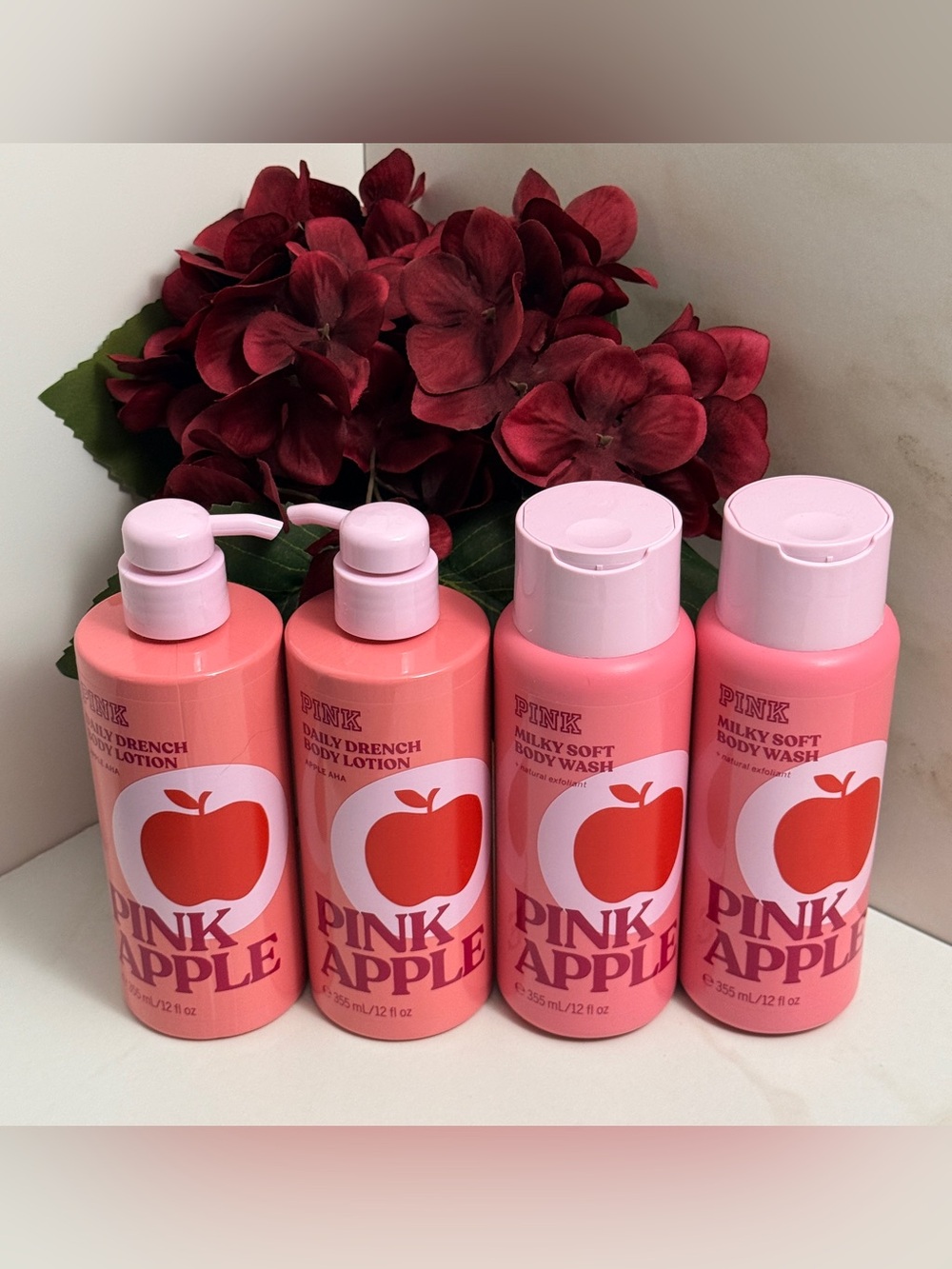 Victoria’s Secret PINK Apple 4-Pc Body Wash + Lotion Set NEW